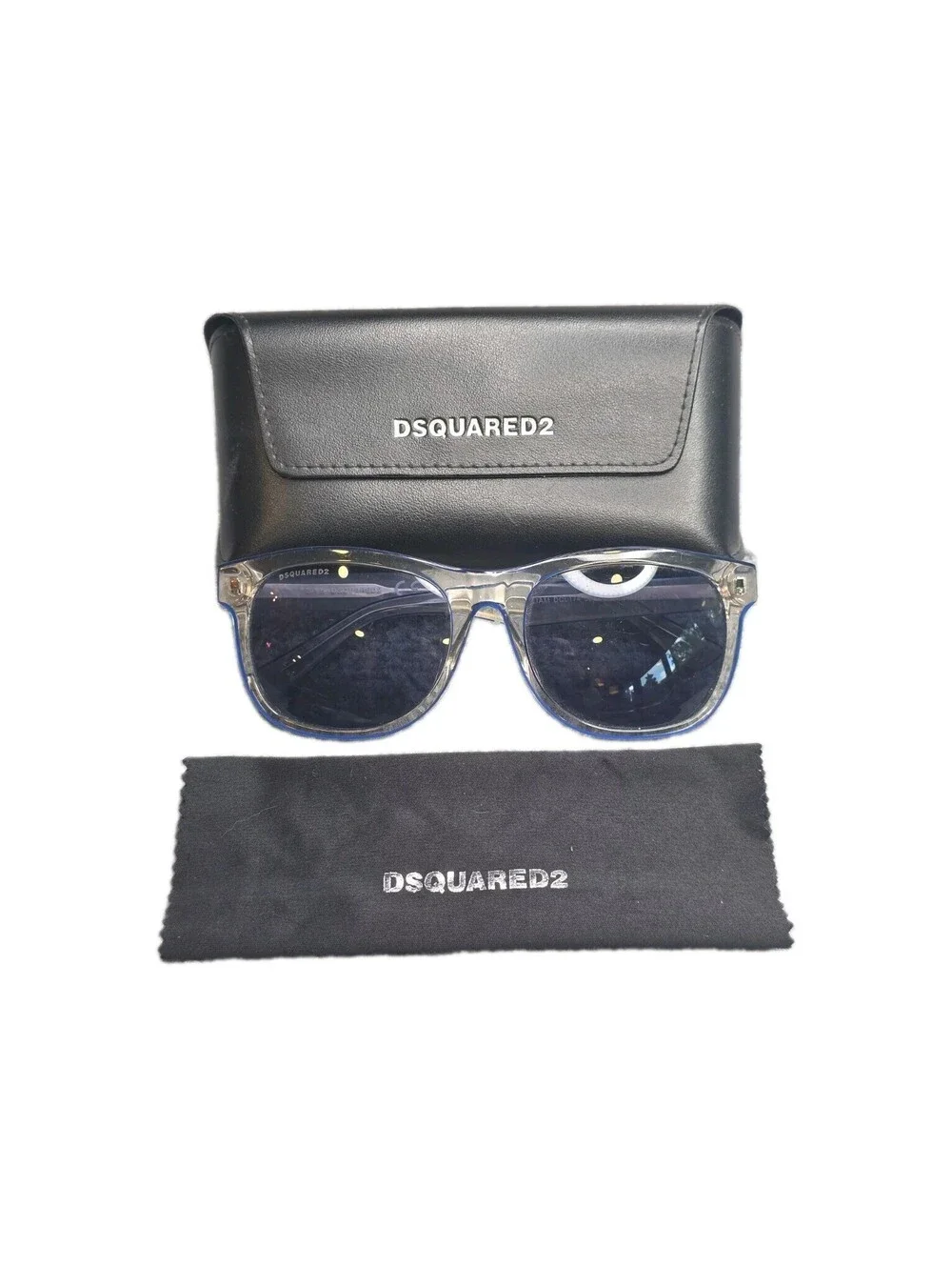 DSQUARED2 Liam Sunglasses DQ0174 26V Clear Blue Square Frame Blue Lens EUC
